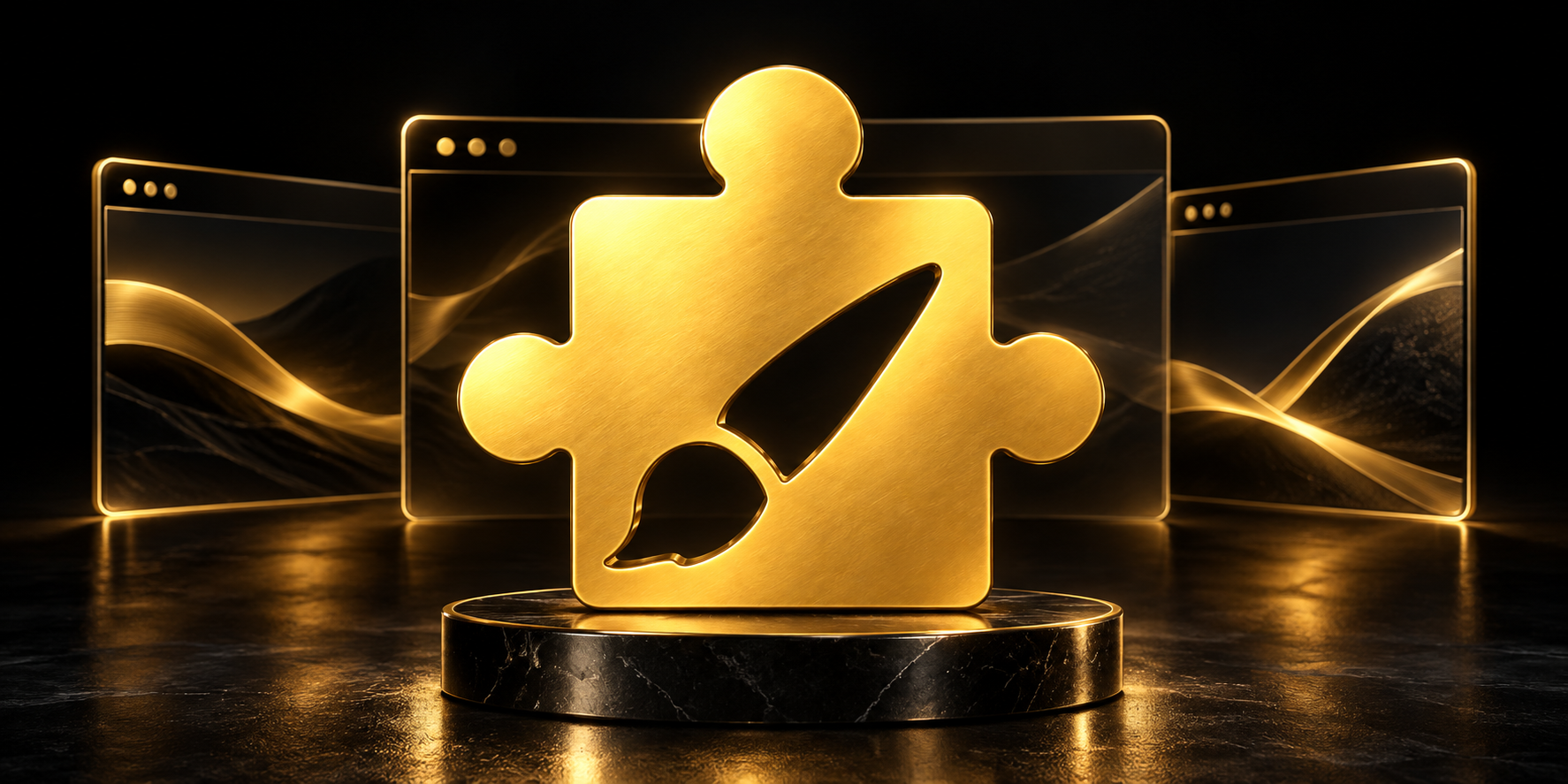 Золотой логотип Multiskin на фоне окон с разными оформлениями